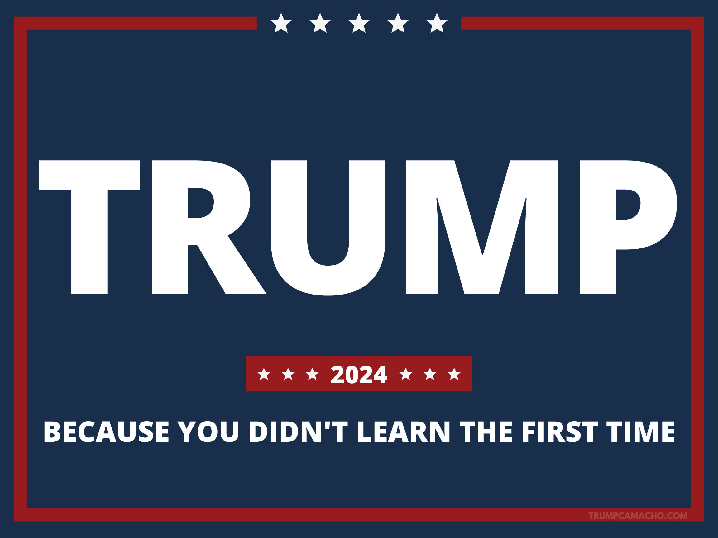 Trump 2024 Campaign Poster: Because You Didn't Learn The First Time Poster